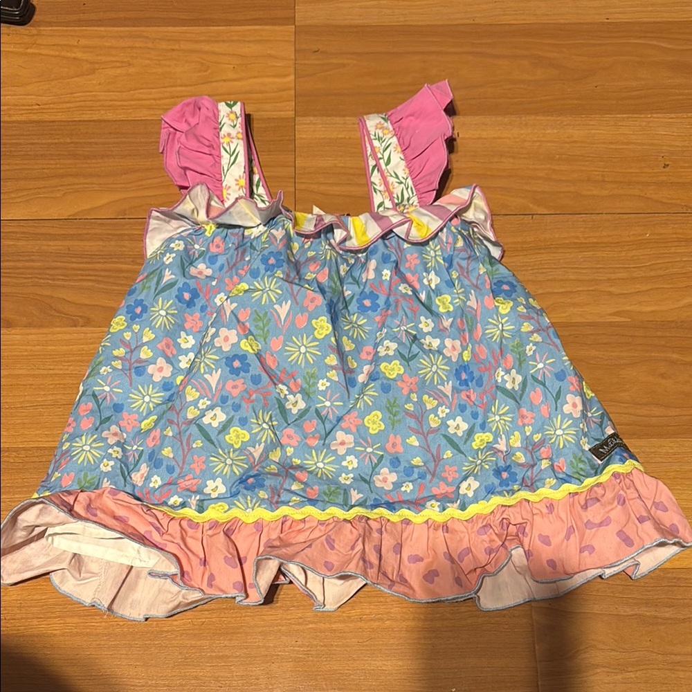 Matilda Jane Pink and Blue Floral Blouse with Ruffled Trim